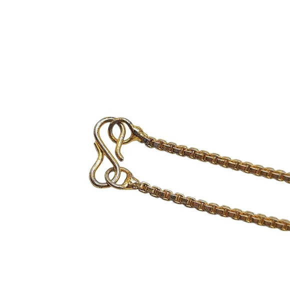 Clear Rhinestone Tassel Box Chain Y Necklace S-Hook Closure Gold Tone Vintage - Picture 5 of 6